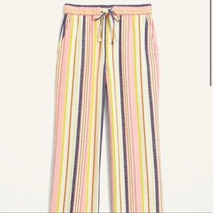 Old Navy High-Waisted Dobby-Stripe Linen-Blend Wide-Leg Pants - Size Large